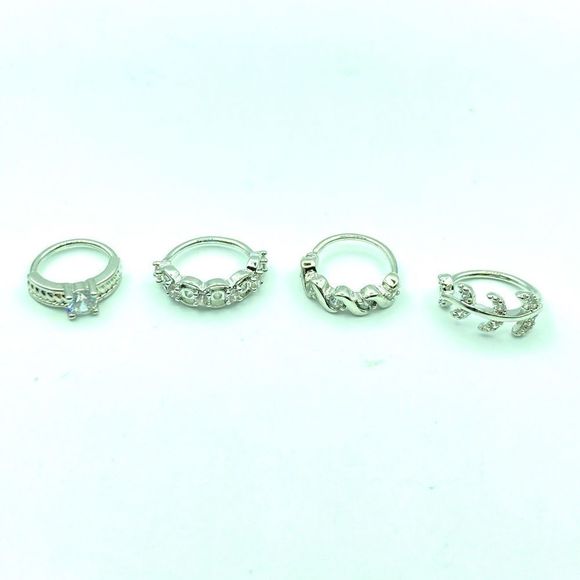 Jewelry - ! Set of 4 silver tone 20G nose or cartilage rings